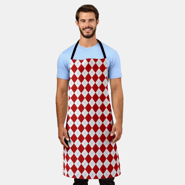 Retro Red Argyle Chef’s Apron Schürze (Getragen)
