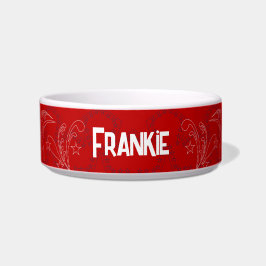 Retro Red Bandana Personalisiert Napf