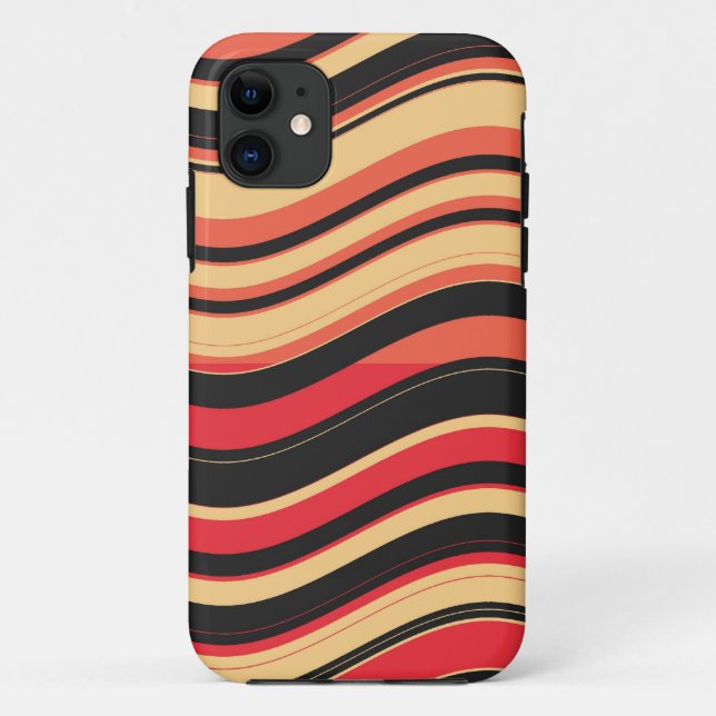Retro Red Black Pink Wavy Stripes Muster Case-Mate iPhone Hülle (Rückseite)