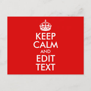 Retro Red Bleib ruhig und bearbeite Text Postkarte