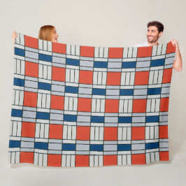 Retro Red Blue Gray Geometric Muster Fleecedecke
