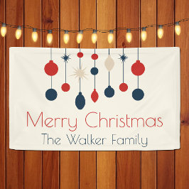 Retro Red Blue Ornaments Weihnachts-Party Banner