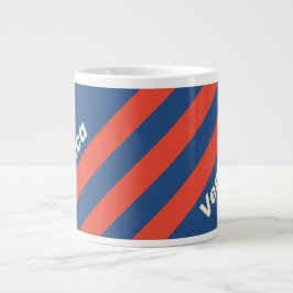 Retro Red & Blue Three Stripes with Name Jumbo-Tasse