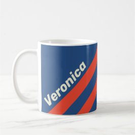 Retro Red & Blue Three Stripes with Name Kaffeetasse