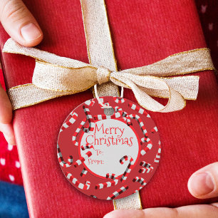 Retro Red Candy Cane Blizzard frohe Weihnachten Geschenkanhänger