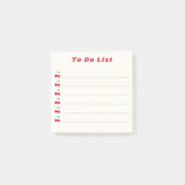 Retro Red Cherry Bullet Point To Do List Red Cream Post-it Klebezettel
