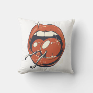 Retro Red Cherry Lips Graphic Art Kissen
