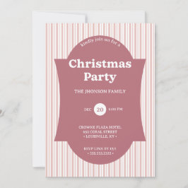 Retro Red Christmas Party Striped Invitation Einladung