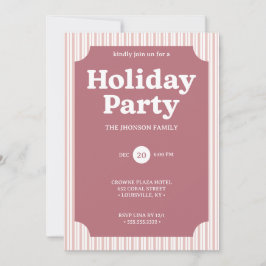 Retro Red Christmas Party Striped Invitation Einladung