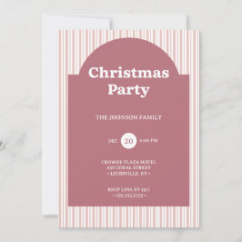 Retro Red Christmas Party Striped Invitation Einladung