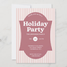 Retro Red Christmas Party Striped Invitation Einladung