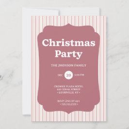 Retro Red Christmas Party Striped Invitation Einladung