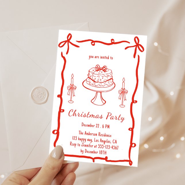Retro Red Christmas Party | Vintage Holiday Einladung (Von Creator hochgeladen)