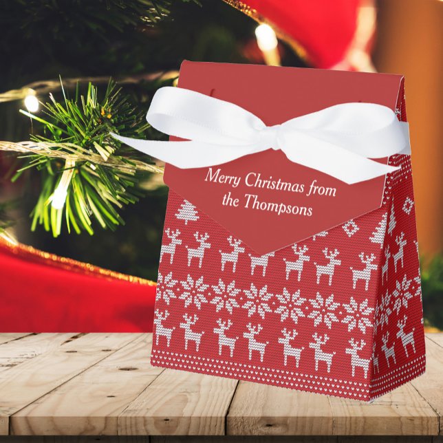 Retro Red Christmas Reindeer Custom Holiday Party Geschenkschachtel (Von Creator hochgeladen)
