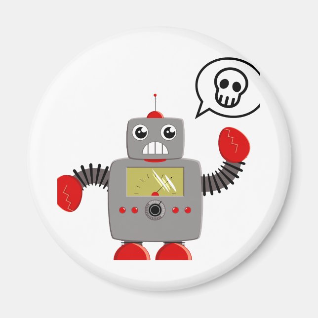 Retro Red Claw Robot Magnet (Vorne)