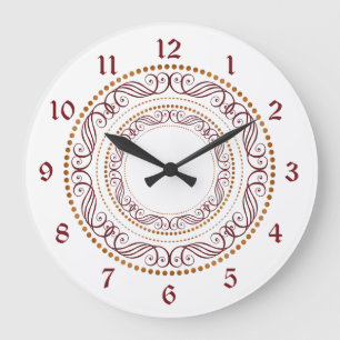Retro Red Decorative Circle Große Wanduhr
