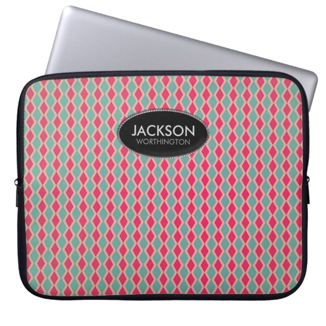 Retro Red Diamonds pattern Laptop Sleeve (Vorderseite)