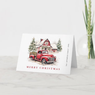 Retro Red Farm Truck Land Weihnachten Gruß