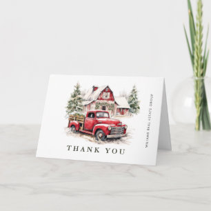 Retro Red Farm Truck Weihnachten Firmenfeiertag Dankeskarte