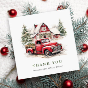 Retro Red Farm Truck Weihnachten Firmenfeiertag Dankeskarte