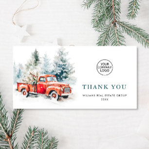 Retro Red Farm Truck Weihnachten Firmenfeiertag Dankeskarte