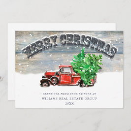 Retro Red Farm Truck Weihnachten Firmengrüße