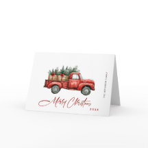 Retro Red Farm Truck Weihnachtsbaum Gruß