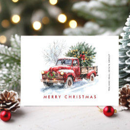 Retro Red Farm Truck Weihnachtsbaum Unternehmen Feiertagskarte