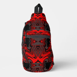 Retro Red Flames Crossbody Bag