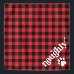 Retro Red Flannel Naughty Christmas Dog Halstuch<br><div class="desc">Diese Bandana hat einen rustikalen roten Flanell und einen lustigen Retro-Schriftart mit der "frechen" Hälfte von frech und nett. Es macht den perfekten Weihnachtsbandana für Ihren Hund oder Ihre Katze.</div>
