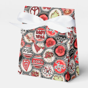Retro Red Floral Hearts Valentine Flasche Cap Art Geschenkschachtel