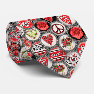 Retro Red Floral Hearts Valentine Flasche Cap Art Krawatte