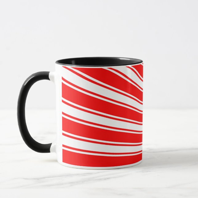 Retro Red Funky Sun Rays Hintergrund Tasse (Links)