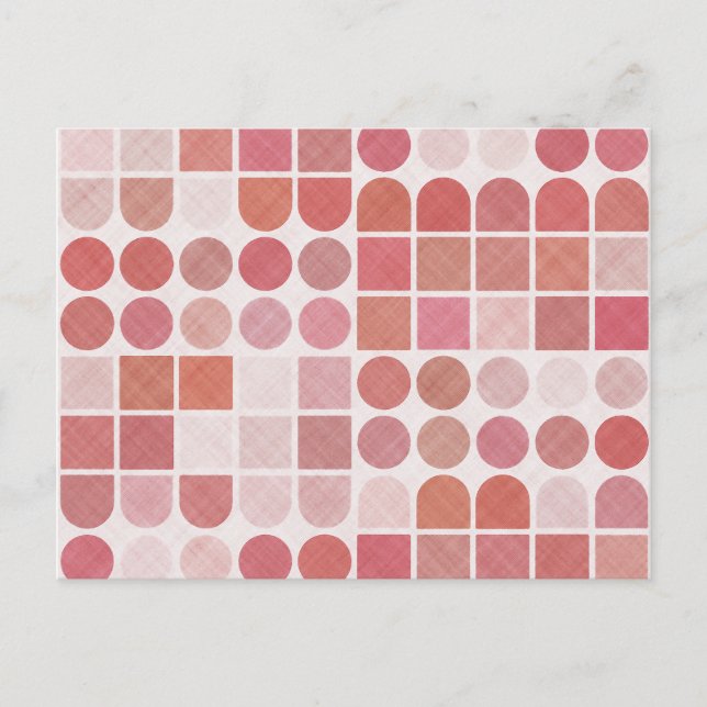 Retro Red Geometric Muster Postkarte (Vorderseite)