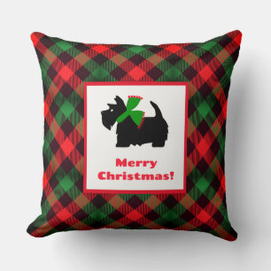 Retro Red Green Black Scottish Terrier Kissen