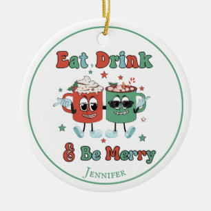 Retro Red Green Cartoon Dancing Keramik Ornament