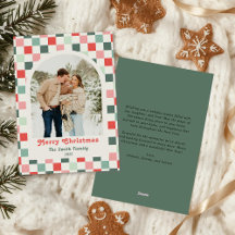 Retro Red Green Checkerboard Photo Arch Christmas
