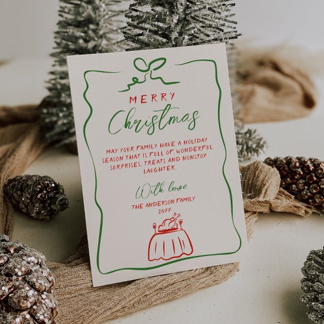 Retro Red Green Hand Gezeichnet frohe Weihnachten (Von Creator hochgeladen)