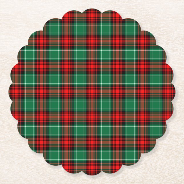 Retro Red Green Holiday Karierte Muster Untersetze Untersetzer (Vorderseite)