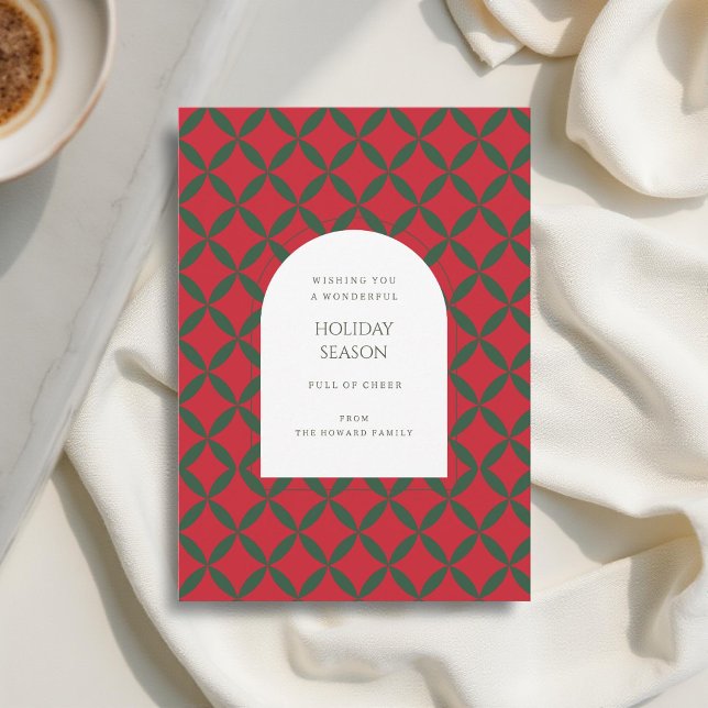 Retro Red Green Mid Century Moderne Ferienkarte (Von Creator hochgeladen)