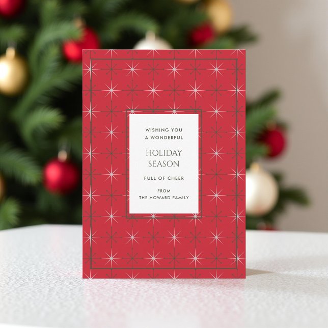 Retro Red Green Mid Century Moderne Ferienkarte (Von Creator hochgeladen)