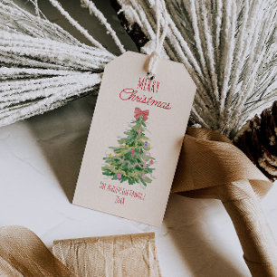 Retro Red Green Quirky farbenfroher Weihnachtsbaum Geschenkanhänger