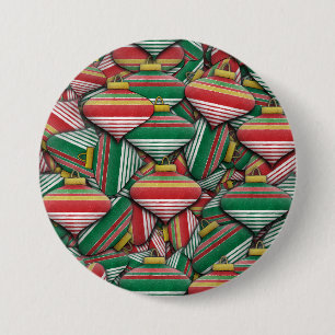 Retro Red Green Strip Design Ornament Muster Button
