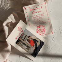 Retro Red Hand Drawn geschrieben Niedliche Foto Ho