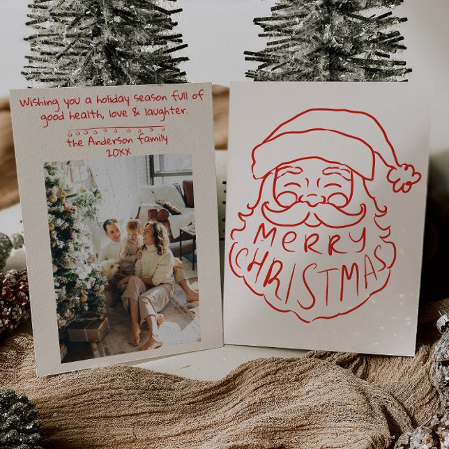 Retro Red Hand Drawn Santa Claus Frohe Weihnachten (Von Creator hochgeladen)