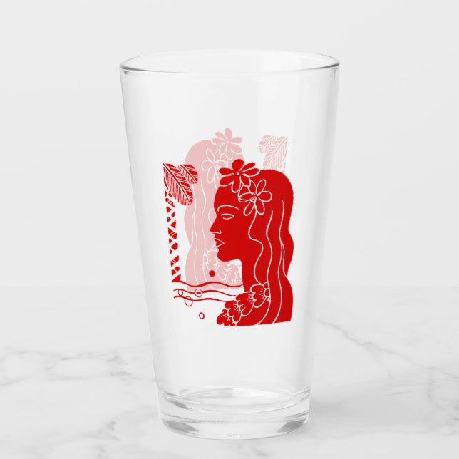 Retro Red Hawaiian Girl Glas (Vorderseite)