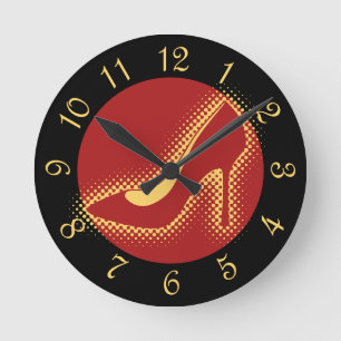 Retro Red High Heel Shoe Round Clock Runde Wanduhr