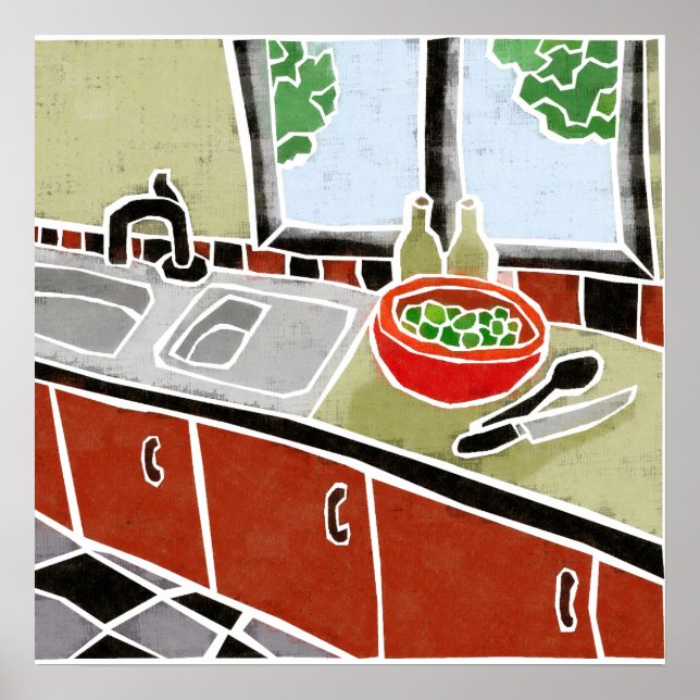 Retro Red Kitchen Poster (Vorne)