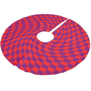 Retro Red Lila Warped Karos Checkered Dorm Polyester Weihnachtsbaumdecke