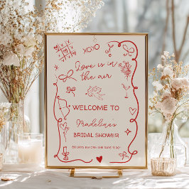 Retro Red Love in the air welcome bridal shower Poster